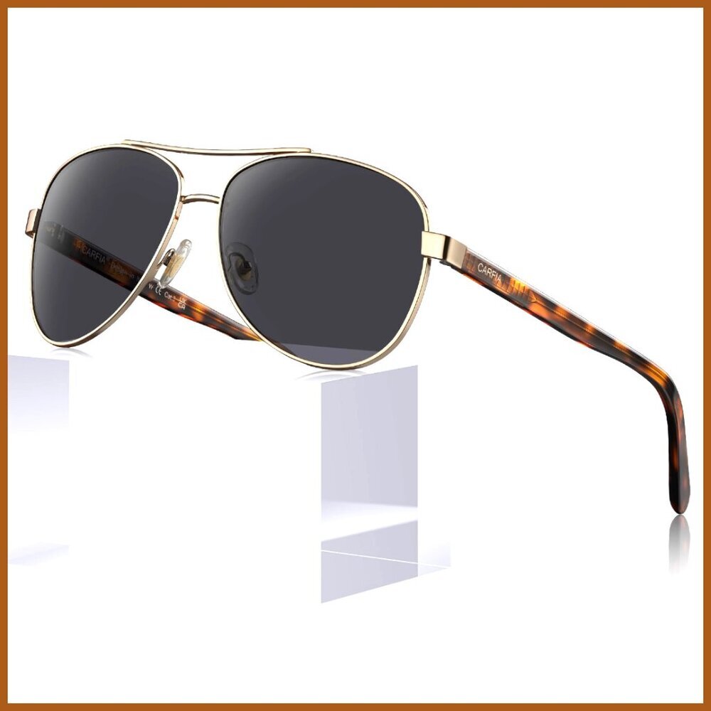 Polarized Sunglasses with Acetate Arms Metal Frame UV Protection